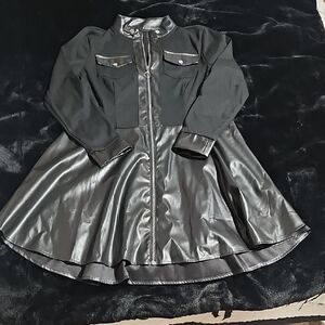 Black Faux Leather Dress with Zipper